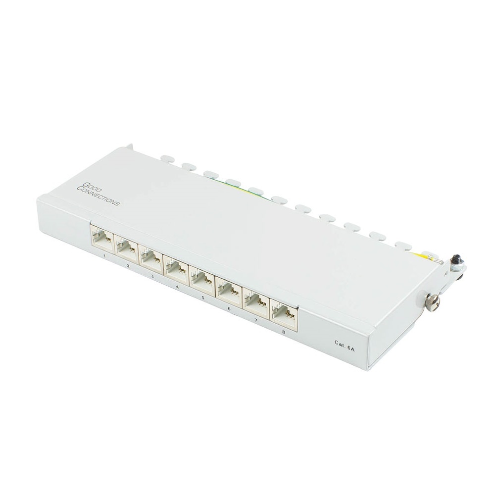 CAT6a Gigabit Desktop Patch Panel 0,5U met 8 poorten - afgeschermd / grijs
