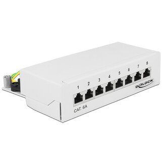 DeLOCK DeLOCK CAT6a Gigabit Desktop Patch Panel 1U met 8 poorten - afgeschermd / wit