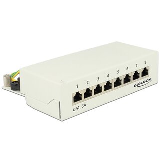 DeLOCK DeLOCK CAT6a Gigabit Desktop Patch Panel 1U met 8 poorten - afgeschermd / grijs