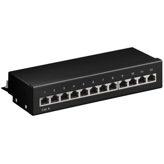 S-Impuls CAT6 Gigabit Desktop Patch Panel 1U met 12 poorten - afgeschermd / zwart