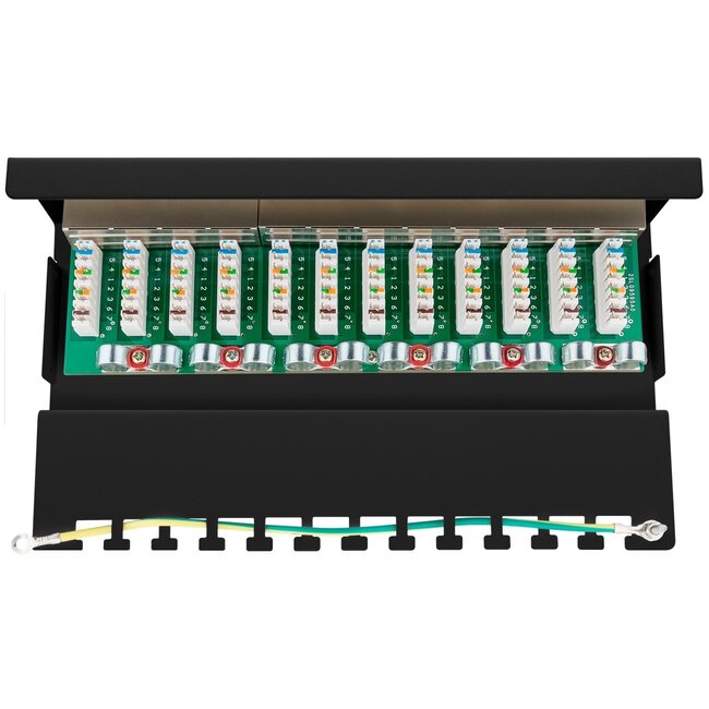 CAT6 Gigabit Desktop Patch Panel 1U met 12 poorten - afgeschermd / zwart