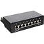 Premium CAT6a Gigabit DIN Rail Patch Panel 1U met 8 poorten - afgeschermd / zwart