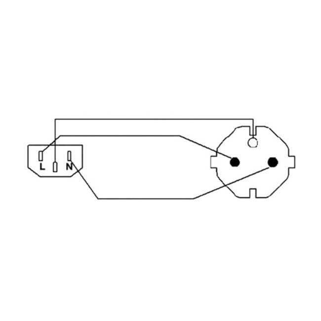IEC Lock C13 (recht) - CEE 7/7 (haaks) stroomkabel | 3x 1,00mm | zwart | 1 meter