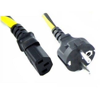 E&T Powercables Apparaatsnoer met rechte C13 plug en rechte stekker - 3x 1,00mm / zwart/geel - 2 meter