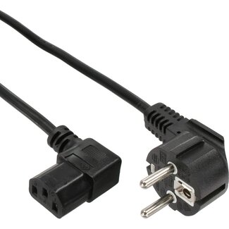 MaxTrack C13 (haaks/links) - CEE 7/7 (haaks) stroomkabel | 3x 0,75mm | zwart | 1,8 meter