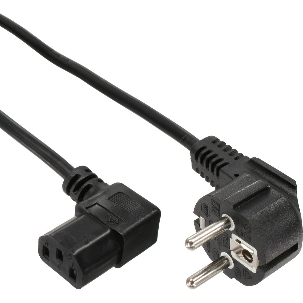 Cablexpert Apparaatsnoer met haakse C13 plug en haakse stekker - 3x 0,75mm / zwart - 1,8 meter