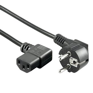 InLine C13 (haaks/rechts) - CEE 7/7 (haaks) stroomkabel - 3x 0,75mm / zwart - 1,8 meter