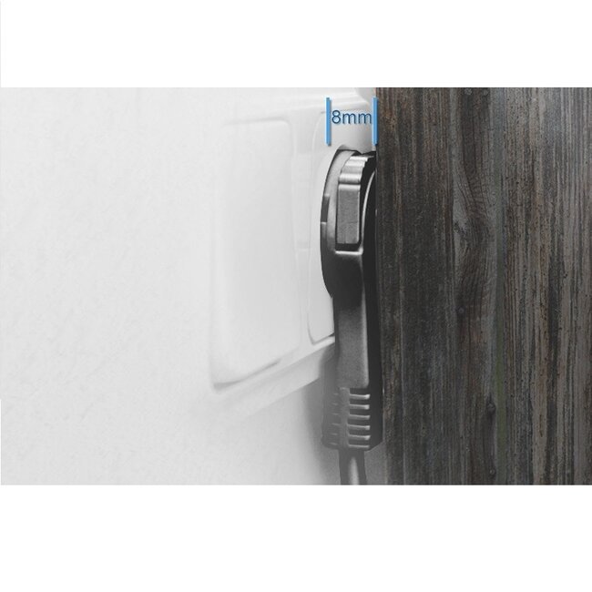 C13 (recht) - CEE 7/7 (plat/haaks) stroomkabel - 3x 0,75mm / zwart - 1,5 meter