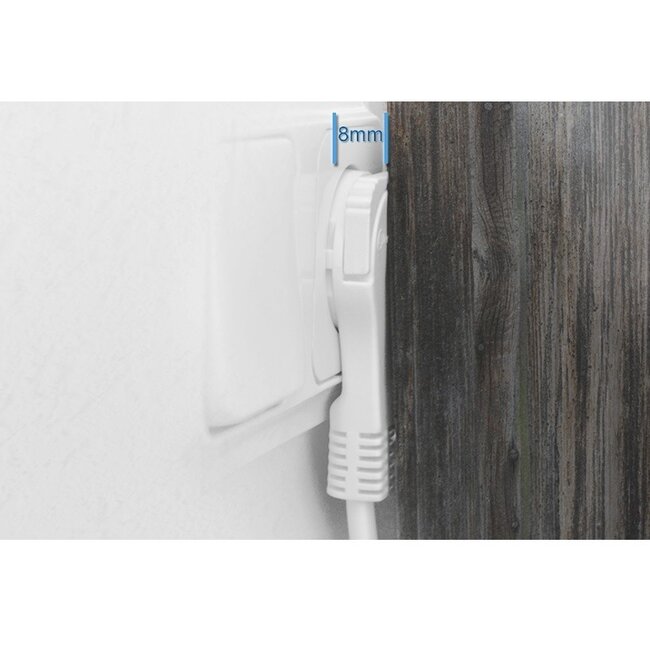 C13 (recht) - CEE 7/7 (plat/haaks) stroomkabel - 3x 0,75mm / wit - 1,5 meter