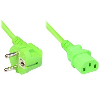ACT C13 (recht) - CEE 7/7 (haaks) stroomkabel - 3x 0,75mm / groen - 0,50 meter