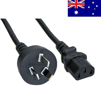 InLine C13 (recht) - Type I / Australië/Nieuw-Zeeland (recht) stroomkabel - 3x 0,75mm / zwart - 0,50 meter