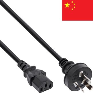 EECONN C13 (recht) - Type I / China (recht) stroomkabel - 3x 0,75mm / zwart - 1,8 meter