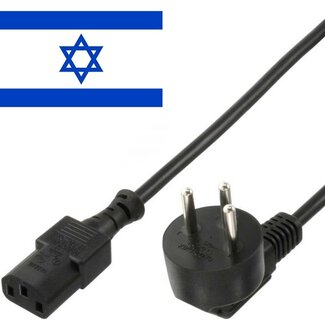 EECONN Apparaatsnoer met rechte C13 plug en haakse type H stekker (Israël) - 3x 0,75mm / zwart - 1,8 meter