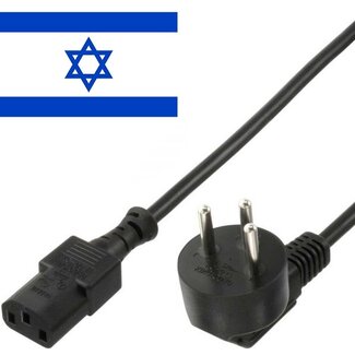 InLine Apparaatsnoer met rechte C13 plug en haakse type H stekker (Israël) - 3x 0,75mm / zwart - 1,8 meter