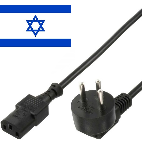 InLine Apparaatsnoer met rechte C13 plug en haakse type H stekker (Israël) - 3x 0,75mm / zwart - 1,8 meter