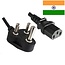 Apparaatsnoer met rechte C13 plug en haakse type M stekker (India) - 3x 0,75mm / zwart - 1,8 meter