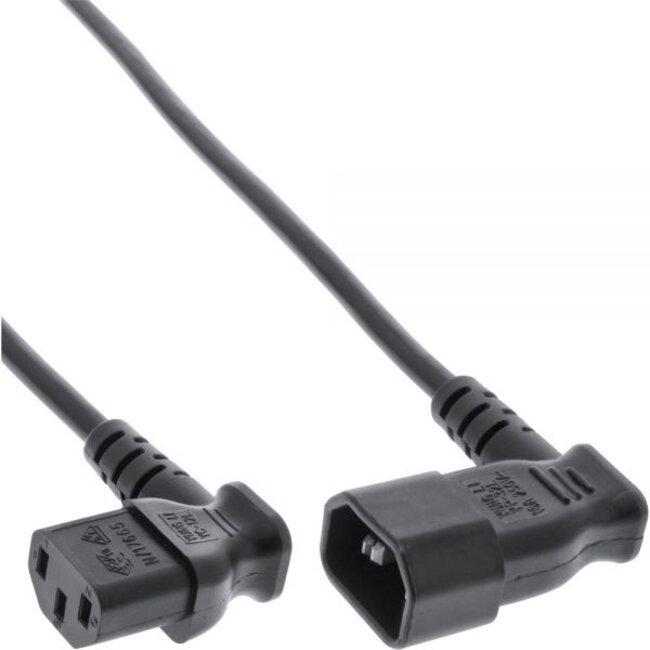 C13 (haaks/rechts) - C14 (haaks/links) stroomkabel voor UPS/PDU - 3x 0,75mm / zwart - 1 meter