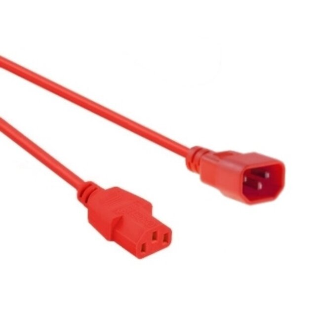 C13 - C14 stroomkabel voor UPS/PDU - 3x 0,75mm / rood - 0,50 meter