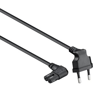 Goobay C7 (haaks links/rechts) - CEE 7/16 (haaks boven/beneden) stroomkabel - voor o.a. Sonos - 2x 0,75mm / zwart - 2 meter