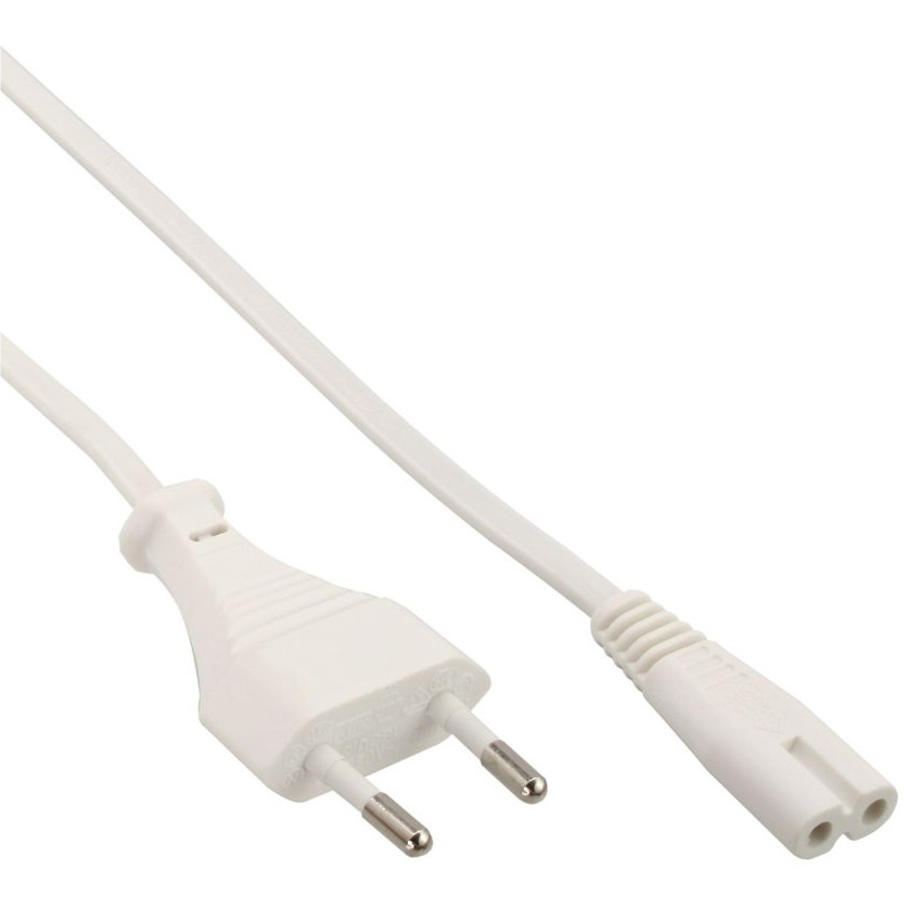 Nedis Stroomkabel - Euro Male - IEC-320-C7 - Recht - Recht - Vernikkeld - 3.00 m - Plat - PVC - Wit - Label
