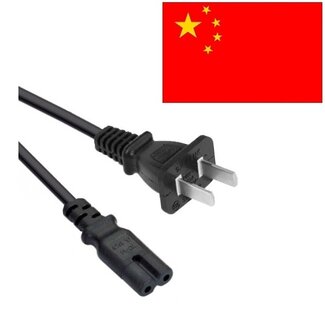 EECONN Stroomkabel met rechte C7 plug en rechte Chinese (type A) stekker - 2x 0,75mm / zwart - 2,5 meter