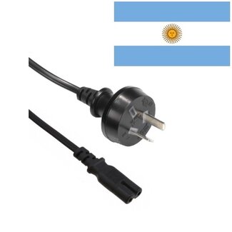 DINIC Stroomkabel met rechte C7 plug en rechte Argentijnse (type I) stekker - 2x 0,75mm / zwart - 1,8 meter