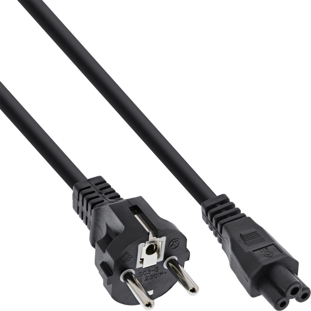 Apparaatsnoer Laptop/Beamer met rechte plug en rechte stekker - zwart - 2 meter