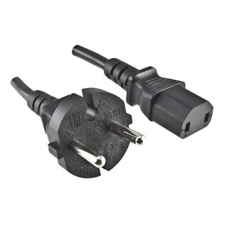 DINIC Apparaatsnoer met rechte C17 plug en rechte stekker - 2x 1,00mm / zwart - 2 meter