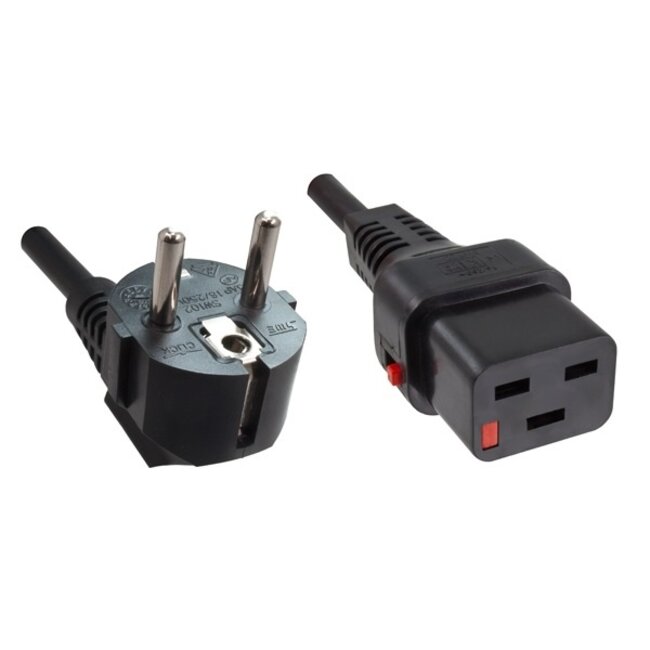 IEC Lock Apparaatsnoer met rechte C19 plug en haakse stekker - 3x 1,50mm / zwart - 1,8 meter