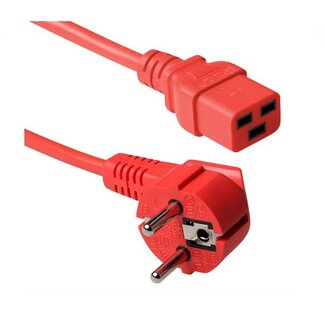 ACT Apparaatsnoer met rechte C19 plug en haakse stekker - 3x 1,50mm / rood - 0,50 meter