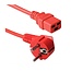 Apparaatsnoer met rechte C19 plug en haakse stekker - 3x 1,50mm / rood - 1 meter
