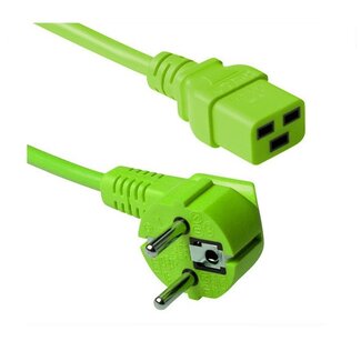 ACT Apparaatsnoer met rechte C19 plug en haakse stekker - 3x 1,50mm / groen - 0,50 meter