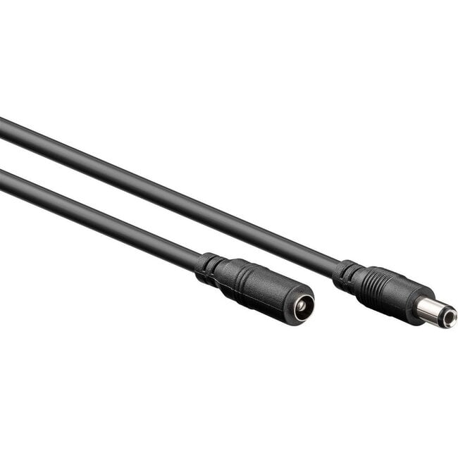 DC plug (m) - DC plug (v) verlengkabel - 5,5mm x 2,5mm - max. 12V/2A / zwart - 3 meter