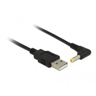 DeLOCK USB-A (m) - DC plug 4,0 x 1,7mm (m) kabel - haaks / zwart - 1,5 meter