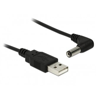 DeLOCK USB-A (m) - DC plug 5,5 x 2,1mm (m) kabel - haaks / zwart - 1,5 meter