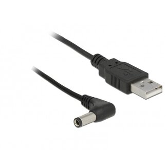 DeLOCK USB-A (m) - DC plug 5,5 x 2,5mm (m) kabel - haaks / zwart - 1,5 meter