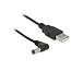 USB-A (m) - DC plug 5,5 x 2,5mm (m) kabel - haaks / zwart - 1,5 meter