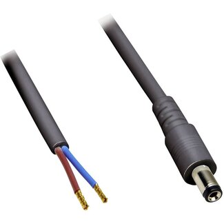 BKL DC plug (m) 5,5 x 2,1mm stroomkabel met open einde - max. 7A / zwart - 0,50 meter