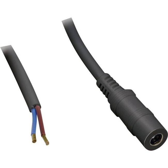 DC plug (v) 5,5 x 2,1mm stroomkabel met open einde - max. 7A / zwart - 2,5 meter