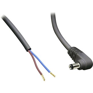 BKL DC plug (m) haaks 5,5 x 2,1mm stroomkabel met open einde - max. 7A / zwart - 0,30 meter