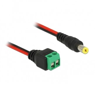 DeLOCK DC plug (m) 5,5 x 2,1mm stroomkabel met 2-pins terminal block / zwart/rood - 0,50 meter
