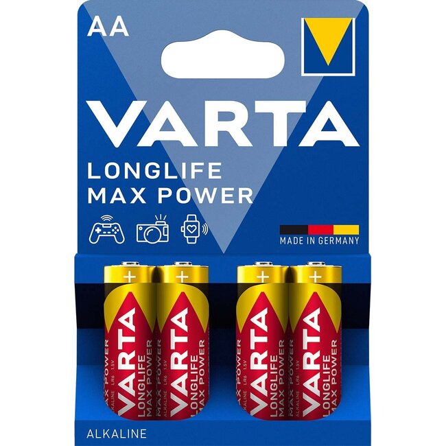 Varta AA (LR6) Longlife Max Power batterijen - 4 stuks in blister