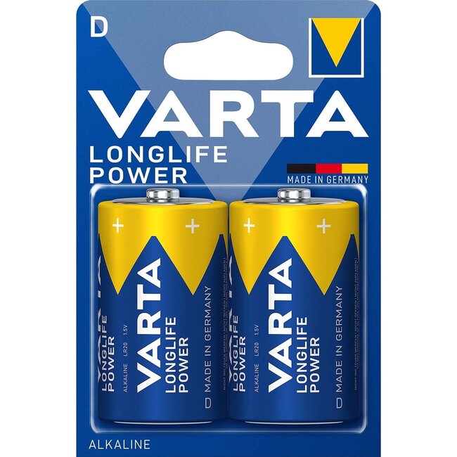 Varta D (LR20) Longlife Power batterijen - 2 stuks in blister