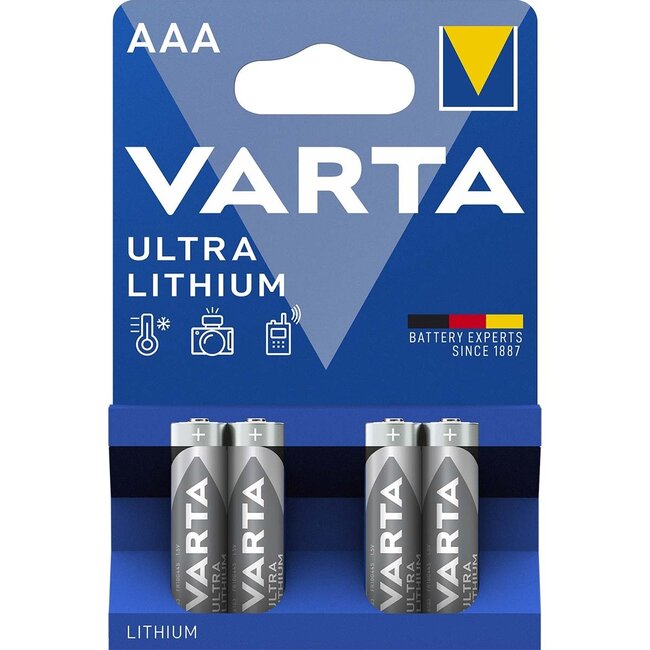 Varta AAA (FR03) Ulta Lithium batterijen - 4 stuks in blister