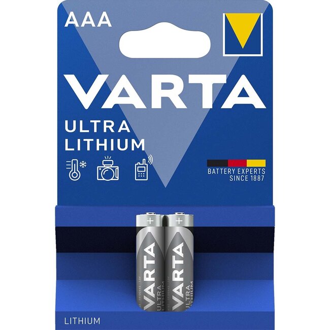 Varta AAA (FR03) Ulta Lithium batterijen - 2 stuks in blister