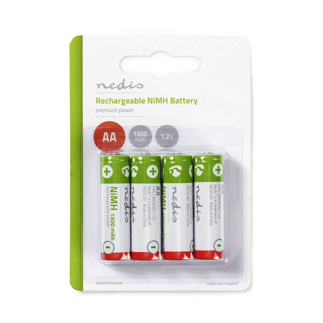 Nedis oplaadbare AA NiMH batterijen / 1300 mAh - 4 stuks