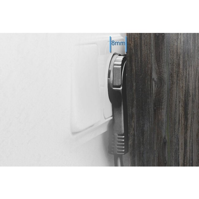 CEE 7/7 (plat/haaks) - CEE 7/3 (recht) stroom verlengkabel - 3x 1,50mm / zwart - 10 meter