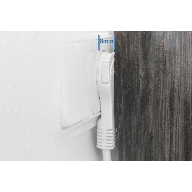 CEE 7/7 (plat/haaks) - CEE 7/3 (recht) stroom verlengkabel - 3x 1,50mm / wit - 2 meter