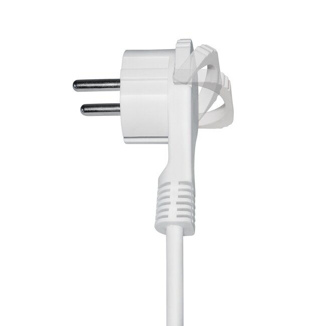 CEE 7/7 (plat/haaks) - CEE 7/3 (recht) stroom verlengkabel - 3x 1,50mm / wit - 3 meter