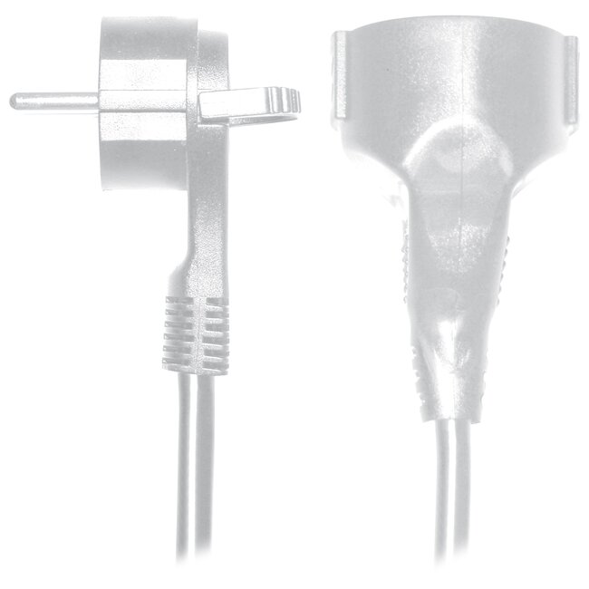 CEE 7/7 (plat/haaks) - CEE 7/3 (recht) stroom verlengkabel - 3x 1,50mm / wit - 5 meter